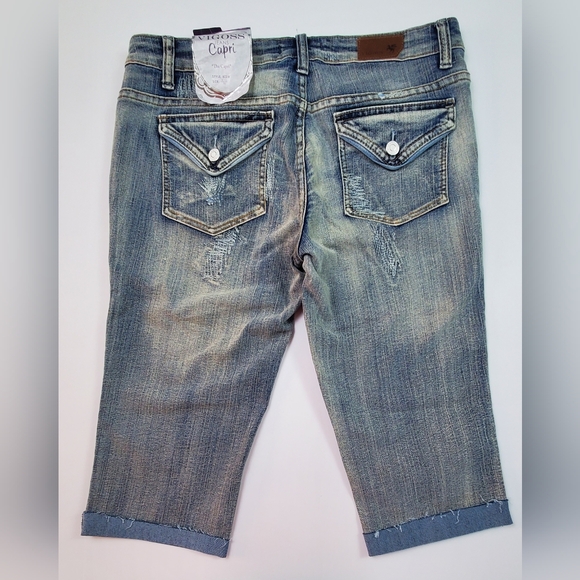 Vigoss Capri Jeans Womens Size 9/10 30 Blue Denim Distressed Style EC215 NWT - Picture 2 of 13